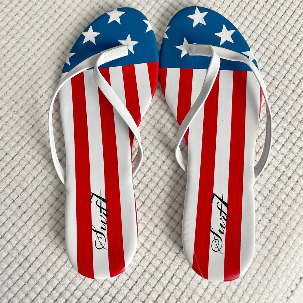 USA Red White Blue Sandals Size 6